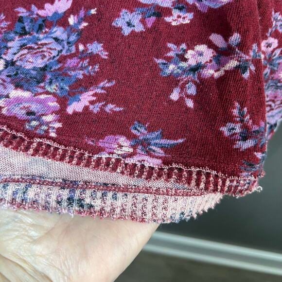 NWOT Free People "You and Me" Slouchy Burgundy Red Floral Oversized Top size M - Picture 8 of 8